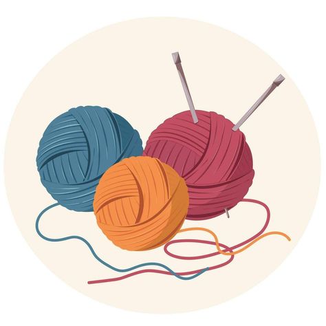 Yarn Cartoon, Crochet Illustration, Yarn Clipart, Drawing Knitting, Yarn Illustration, Knitting Yarn Colors, Ball Drawing, Bag Illustration, Doodle Coloring