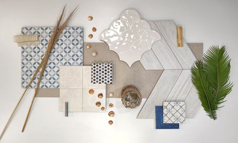 Moodboard by #Realonda > Orly Blue · Zellige · Scale Gloss · Penny Dakhla · Venice · Stonehenge · Diamond Timber #madeinspain #tileofspain #porcelaintile #porcelain #ceramics #moodboard #mediterraneandecor #mediterraneanhome #houseinspiration #homedecor #decoracion #inspiration #architecture #ihavethisthingwithtiles Mediterranean Moodboard Interior Design, Mediterranean Mood Board, Greek Moodboard, Greek Interior Design, Interior Design Mediterranean, Spanish Interior Design, Spanish Interior, Materials Board Interior Design, Mediterranean Interior Design