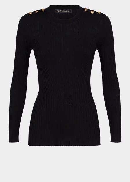 Cute Korean Fashion, Black Knitwear, Luxury Clothes Men, Versace Couture, Versace Home, Royal Outfits, Button Sweater, Long Sleeve Knit Sweaters, Sweater Sale