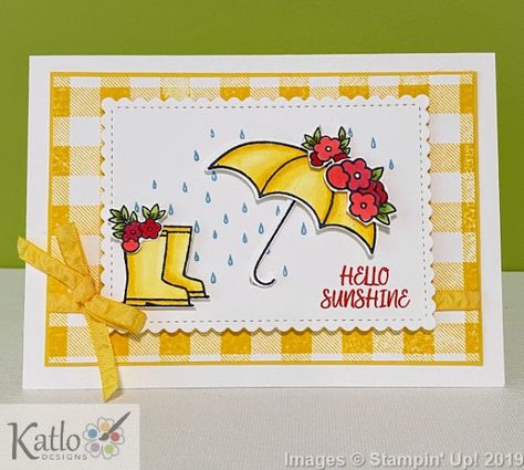 Stampin Up Under My Umbrella, Diy Gifts For Christmas, Umbrella Cards, Under My Umbrella, Hello Cards, Spring Cards, Cards Ideas, Stamping Up Cards, Get Well Cards