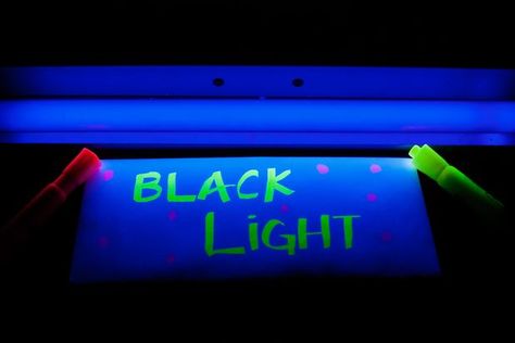 What Will Glow Under Black Light? | eHow Diy Black Light, Happy Birthday Banner Diy, Light Box Diy, Disappearing Ink, Black Lights, Glow Paint, Light Party, Blacklight Party, Light Panels