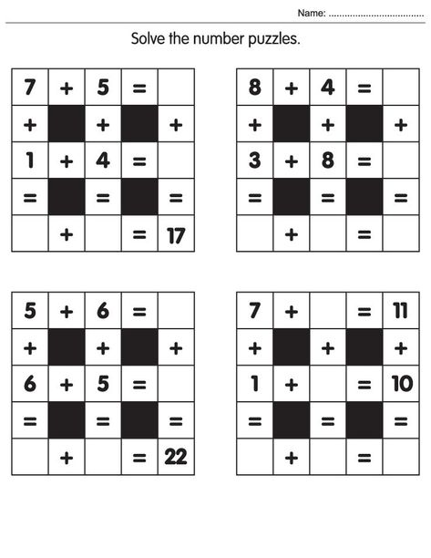 Maths Puzzles For Class 4, Number Puzzles For Kids, Puzzle Worksheets For Kids, Math Puzzles For Kids, Mental Maths Worksheets, Fun Math Worksheets, Easy Math, Number Puzzle, Math Addition Worksheets