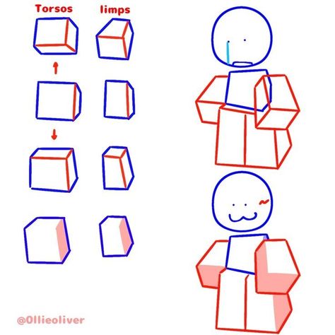 How To Draw Roblox Blocky, Roblox Blocky Art Style Base, Roblox Reference Drawing, Drawing Body Tips, How To Draw Roblox Blocky Art Style, How To Draw A Roblox Character, Blocky Art Style Base, Roblox Art Style Tutorial, How To Draw Roblox Art Style