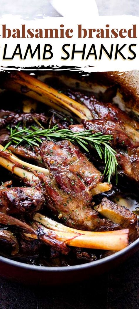 A traditional Easter lamb recipe prepared with lamb shanks slow cooked to a melt in your mouth perfection with balsamic vinegar, wine, garlic and rosemary. Best Lamb Shank Recipe, Easter Lamb Recipe, Lamb Recipes Oven, Crockpot Lamb, Braised Lamb Shanks Recipe, Roasted Lamb Shanks, Lamb Shanks Slow Cooker, Beef Shank Recipe, Lamb Roast Recipe