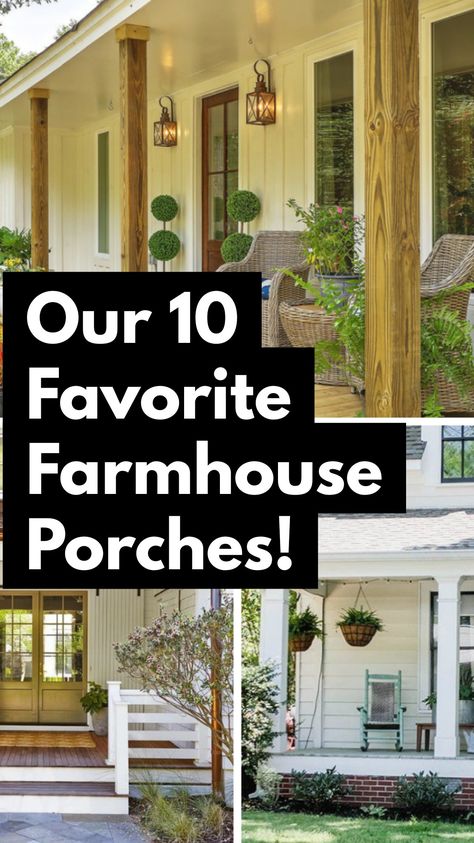 Get ready for some serious porch loving! These are so cute! 😍😍 Front Porch For Ranch Style House, Front Porch Ideas Small House, Country Farmhouse Porch Ideas, Old House Porch Ideas, Full Front Porch Ideas, Farmhouse Front Steps Ideas, Small Front Porches Designs Farmhouse, Ranch Front Porch Ideas Curb Appeal, Build Front Porch Ideas