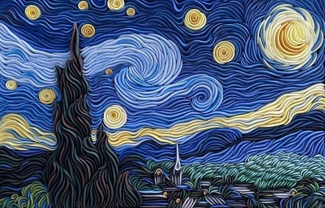 Alisa Lariushkina’s Air-Dry Clay Art Turns Old Classics into Swirling 3D Landscapes 3d Clay Art, Global Architecture, Van Gogh Wallpaper, Starry Night Wallpaper, Wallpaper Notebook, Quilled Creations, Arte Van Gogh, 3d Landscape, Cool Desktop