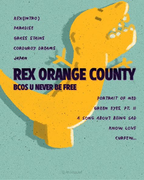 Rex Orange County Poster, Album Illustration, Rex Orange County, Orange Poster, Rex Orange, Grass Stains, Dorm Posters, Taylor Swift Posters, Bedroom Posters