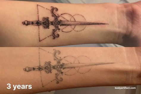 Healed Line Tattoo, Aged Fineline Tattoo, Fine Line Tattoo Before And After, Ultra Fine Line Tattoo, Fine Line Tattoo Over Time, Tattoo Ageing, Faded Fine Line Tattoo, Old Fine Line Tattoo, Fine Line Tattoo After Years