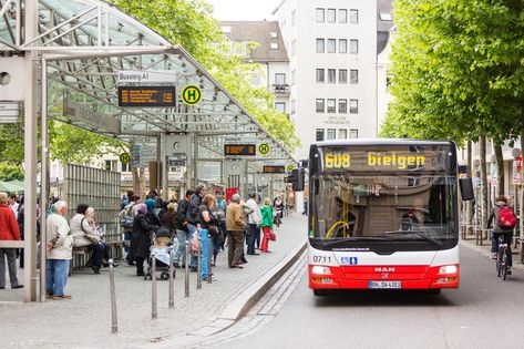 Bus Stop Design, Stock Photos People, Time In Germany, Bonn Germany, European Explorers, Public Transportation, Easy Travel, Bus Stop, Free Travel