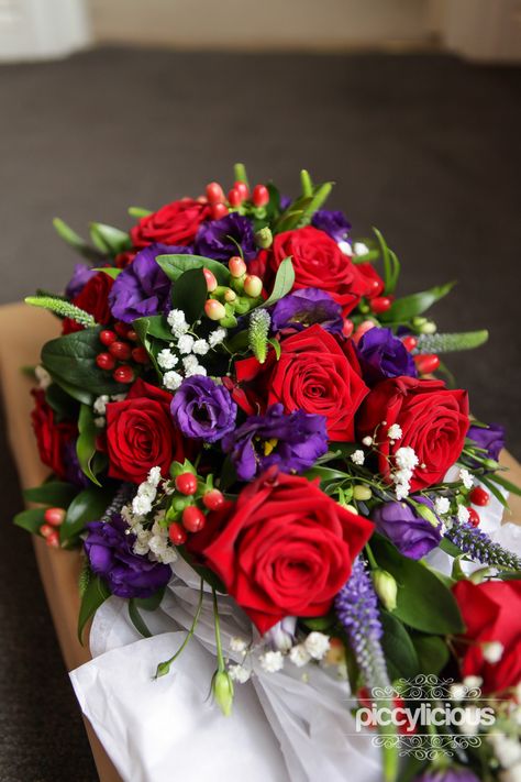 Red and purple rose wedding bouquet Red And Purple Rose Bouquet, Red And Purple Bridal Bouquet, Red Purple Yellow Bouquet, Purple And Red Floral Arrangements, Red Purple Flowers Arrangement, Red Purple Bouquet, Purple And Red Wedding Flowers, Purple And Red Wedding Theme Bridesmaid Dresses, Purple And Red Birthday Party Ideas