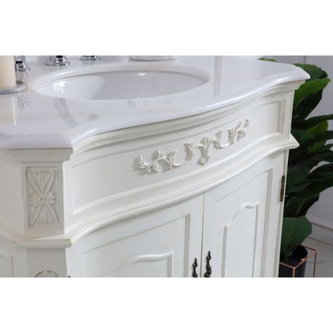 Elegant Lighting Danville Antique White 32 Inch Vanity Sink Set Vf10132aw | Bellacor Lavish Bathroom, Antique White Cabinets, Ogee Edge, Exterior Ceiling Fans, Elegant Lighting Fixtures, Country Kitchens, White Marble Countertops, Marble Countertop, Dining Sets Modern