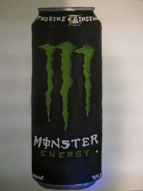 My acrylic painting of a Monster can. Monster Can Drawing, Monster Drawing, Cute Doodle Art, Monster Can, Cute Doodles, Design Sketch, Energy Drink Can, Painting Inspiration, Doodle Art