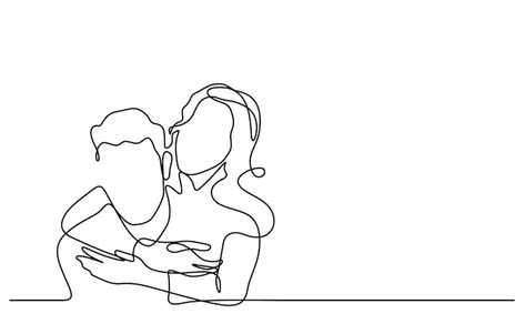 About Happiness, Hugging Couple, Drawing Vector, Continuous Line Drawing, Continuous Line, Line Drawing, Premium Vector, Graphic Resources, Drawings