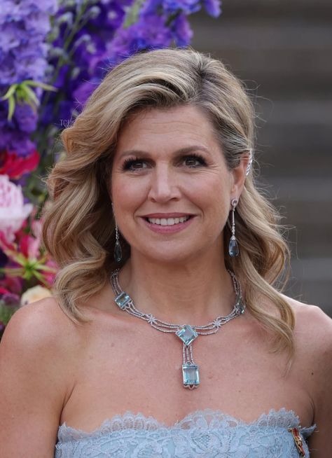 Royal Necklaces, Travel Holland, Dutch Queen, Aquamarine Cocktail Ring, Tiara Hair, Diamond Hair, Dutch Royalty, Queen Máxima Of The Netherlands, Tiara Hairstyles