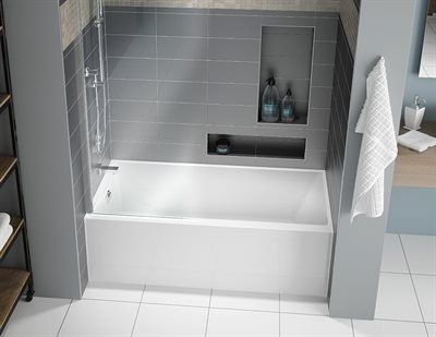 Fleurco | Bathtubs Soak Tub Tile Surround, Tubs Build With Ferguson, Tile Around Jet Tub, Magic Decor, Bad Inspiration, Bathroom Tub, Bathroom Remodel Shower, Boys Bathroom, Upstairs Bathrooms