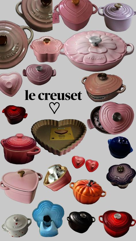 #kitchen #lecreuset Le Creuset Flower, Cute Kitchen Ideas Apartments, Dishware Aesthetic, Le Creuset Aesthetic, Unique Dishware, Aesthetic Kitchenware, Lidded Jars Pottery, Small Kitchen Ideas On A Budget, Le Creuset Kitchen