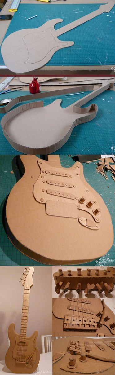 Diy Electric Guitar Cardboard, Cardboard Electric Guitar, Craft Guitar, Cardboard Guitar, Still Painting, Cardboard Box Crafts, Cardboard Sculpture, Pinterest Diy Crafts, Cardboard Art