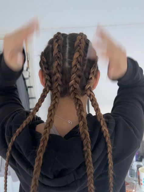 Multiple French Braids, 3 Dutch Braids, 4 Dutch Braids Into Ponytail, 4 French Braids Hairstyles, Three Dutch Braids, 3 Dutch Braids On Top Of Head, Dutch Twist Braids, 6 French Braids, Durch Braids Two