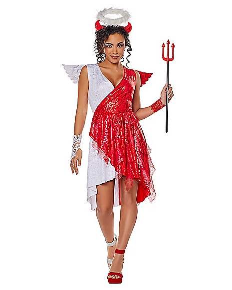 Half Angel Half Demon Costume, Half Devil Half Angel Costume, Half Angel Half Devil, Angel And Devil Costume, Devil Design, Angel Cosplay, Spirit Costume, Angel Halloween Costumes, Hot Costume