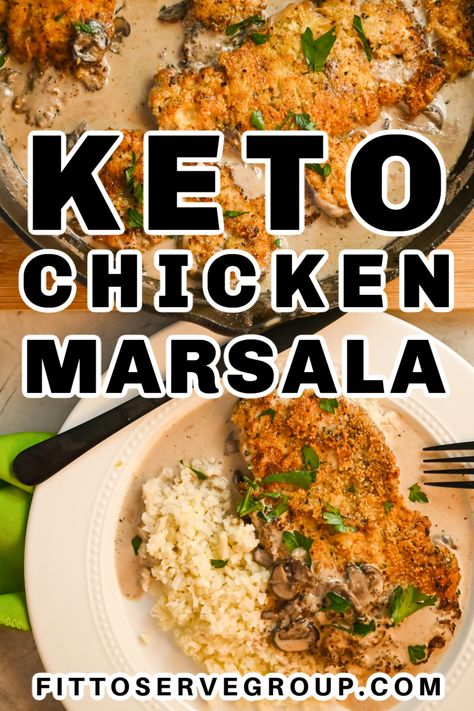 This keto chicken Marsala features breaded chicken breasts and creamy marsala sauce. At 4.2 grams of net carbs, it's the perfect Italian dish! Enjoy a classic Italian marsala chicken dish without the worry of too many carbs or gluten. Low-carb chicken marsala| gluten-free chicken marsala Gluten Free Chicken Marsala, Chicken Marsala Crockpot, Keto Chicken Marsala, Chicken Scallopini, Keto Pork Chops, Marsala Sauce, Marsala Recipe, Marsala Chicken Recipes, Easy Crockpot Chicken