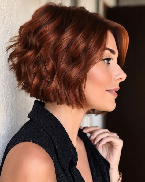 Dark Auburn Curly Bob, auburn bob hairstyle Hair Colour Ideas Dark, Auburn Hair Curly, Auburn Bob Haircut, Auburn Hair Colour, Brunette Ombre Balayage, Short Auburn Hair, Copper Bob, Auburn Bob, Brown Hair Color Shades