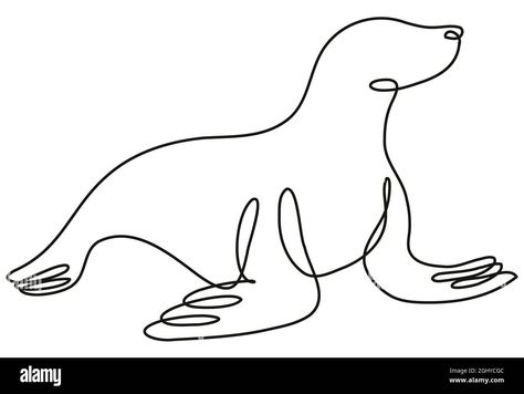 Seal Drawing, Drawing One Line, Continuous Line Drawing, Continuous Line, Line Drawing, Drawings