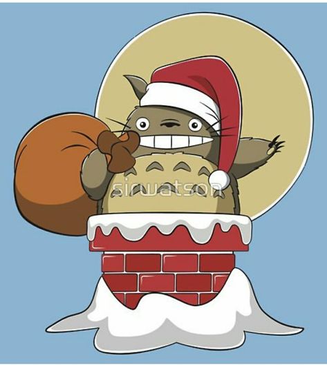 Totoro Santa Nerdy Christmas, Anime Designs, Christmas Magnet, Xmas Wallpaper, Neighbor Totoro, Kawaii Christmas, Cute Doodles Drawings, Anime Child, My Neighbor Totoro