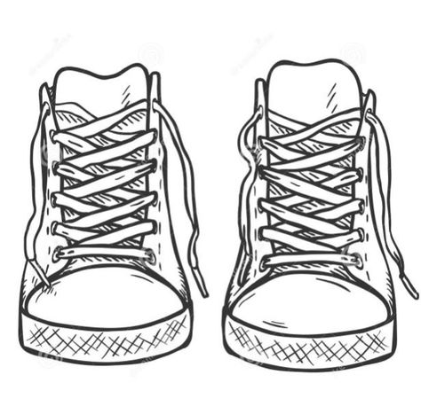 Shoes Drawing Front, Shoes Drawing Reference Sneakers, Nike Shoes Drawing, Shoes Drawing Reference, Converse Drawing, Sneakers Sketch, Sneakers Drawing, Flat Drawings, Shoe Sketches