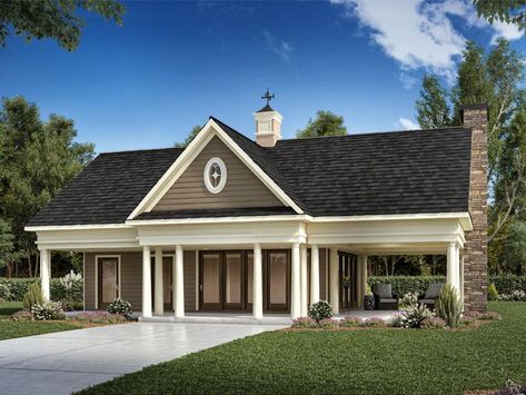 Pool House Plan, 019P-0002 Craftsman Pool House, Pool Guest House, Pool House Designs, Pool House Plans, Garage Style, Outdoor Kitchen Plans, Pool Cabana, Garage House Plans, Traditional House Plans