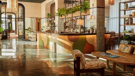 London-based hospitality company Ennismore has opened The Hoxton, Poblenou, a hotel in Barcelona that draws on the style of architect Ricardo Bofill. Casa Bonay, Hotel Hoxton, Terracotta Floors, Open Hotel, The Hoxton, Hotel House, Barcelona Hotels, Hotel Chain, Spanish House