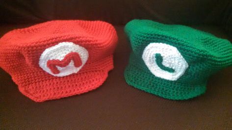 Crochet Super Mario Hat, Mario Hat Crochet Pattern Free, Crochet Luigi Hat, Mario Crochet Hat, Crochet Newborn Santa Hat, Crochet Mario Hat, Mario And Luigi Hats, Crochet Mario, Crochet Dinosaur Hat