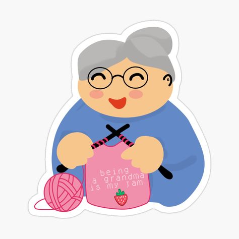 Cute sticker for grandmothers, grandmas who love to knit, old souls or old souls who love knitting Grandma Stickers, Shoots Ideas, Being A Grandma, Old Souls, Sketches Pencil, Baby Activities, Art Drawings Sketches Pencil, My Jam, Xmas Presents