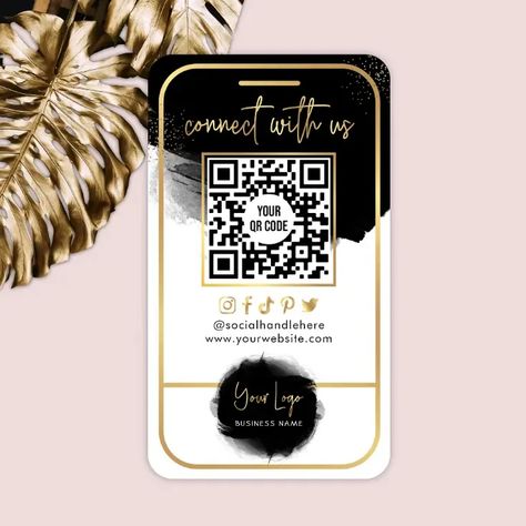 Instagram Qr Code, Qr Code Social Media, Media Business Card, Company Card, Package Inserts, Social Media Business Cards, Cute Business Cards, Gold Business Card, Black Watercolor