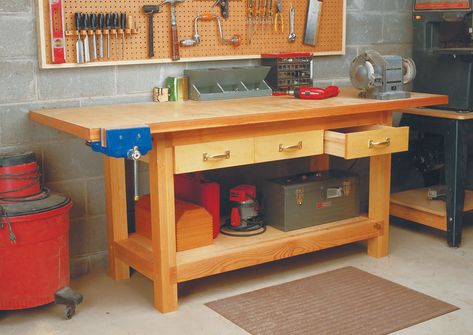 Weekend Workbench | Woodworking Project | Woodsmith Plans Workbench Plan, Woodsmith Plans, Garage Workbench Plans, Workbench Designs, Building A Workbench, Woodworking Tools For Sale, Outdoor Kitchen Bars, Woodworking Bench Plans, Creation Station