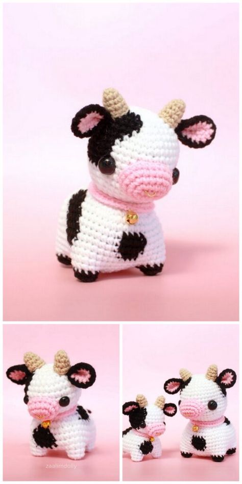 Cow Crochet Pattern Free, Amigurumi Cow Free Pattern, Cow Amigurumi Free Pattern, Crochet Cows, Cow Crafts, Amigurumi Cow Pattern, Crocheted Cow, Crocheted Cow Pattern, Crochet Garden