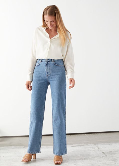 Straight High Waisted Jeans, High Waisted Jeans Outfit, Jean Outfit, Cardigan Outfits, Light Blue Jeans, Jeans Outfit, High Waisted Jeans, Basic Outfits, Fashion Story