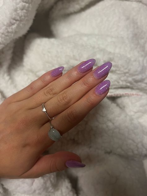 Shimmery Purple Nails, Purple Nails Glitter Sparkle, Sparkly Nails Purple, Lilac Sparkle Nails, Jelly Purple Nails, Shiny Purple Nails, Purple Hoco Nails, Purple Glittery Nails, Glittery Purple Nails