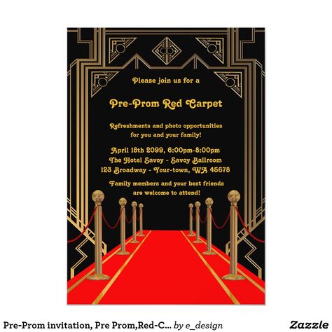 Red Carpet Invitations Template, Red Carpet Invitations, Hollywood Prom, Red Carpet Background, Prom Decorations, Diy Prom, Prom 2022, Red Carpet Party, Prom 2023