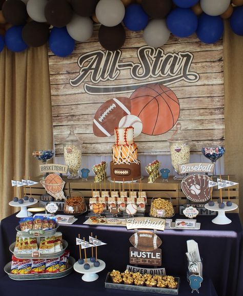 Vintage All-Star Baby Shower 🏈⚾️🏀 #vintagebabyshower #vintagesports #vintagesportsbabyshower #allstarbabyshower #allstarbaby… All Star Baby, Boy Shower Themes, Basketball Baby Shower, Sports Baby Shower Theme, Sports Baby Shower, Sports Theme Birthday, Baby Boy Themes, Sports Birthday Party, Vintage Baby Shower