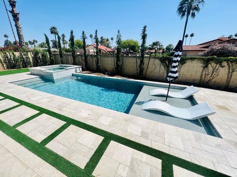 Gray Pool Tile, Npt Pool Tile, Pool Outdoor Kitchen, French Gray, Pool Outdoor, French Grey, Beautiful Backyards, Pool Tile, Pool Design