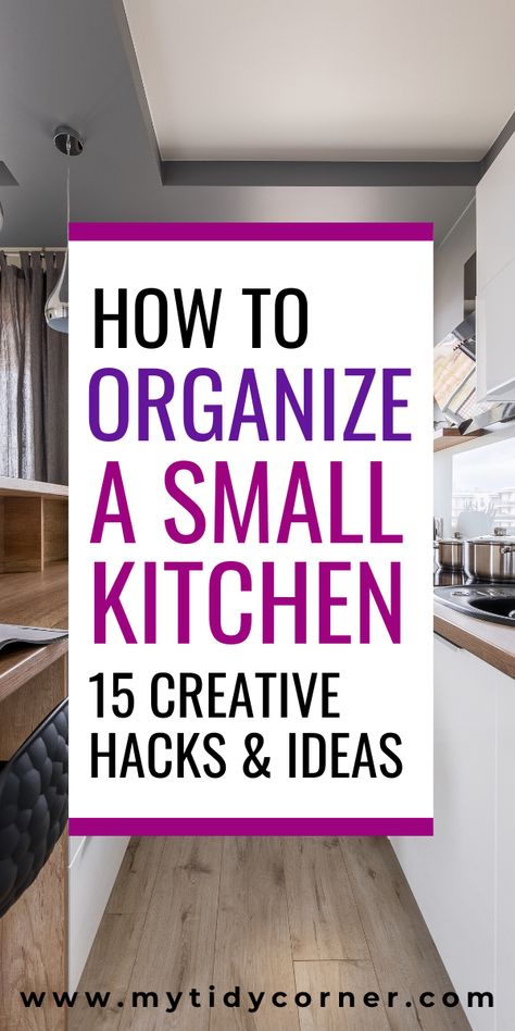 Organize A Small Kitchen, Diy Kitchen Hacks, Kitchen Decor Hacks, Small Kitchen Decoration, Upcycled Kitchen, Kitchen Storage Hacks, Small Kitchen Organization, Small Kitchen Storage, Diy Kitchen Renovation