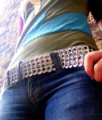 Recycled soda pop tab belt being worn by Wholegreyn, via Flickr Pop Top Crafts, Soda Tab Crafts, Pop Can Tabs, Tab Crafts, Can Tab Crafts, Soda Can Tabs, Pop Tab Crafts, Soda Tab, Can Tabs