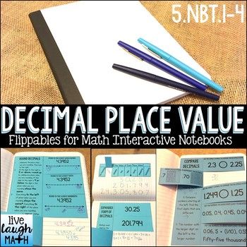 Math Interactive Notebook: Grade 5 Decimal Place Value Foldables Decimal Place Value, Expanded Notation, Rounding Decimals, Comparing Decimals, Place Value With Decimals, Powers Of Ten, Decimal Places, Dots Game, Expanded Form