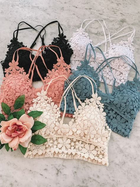 Pin on @closetcandyboutique Innerwear For Women, Styling Bralettes Outfits, Bralettes Outfits Casual, Cute Outfits With Bralettes, Cute Bralettes, Bra Fashion, Bralette Outfit, Boutique Style Outfits, Bra For Women