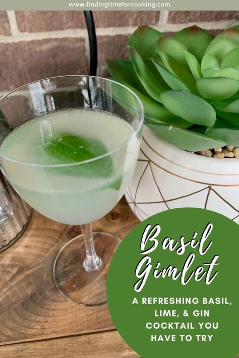 Basil Syrup Cocktail, Simple Gin Drinks, Basil Gin Cocktail, Gin Gimlet, Basil Simple Syrup, Easy Cocktail Recipe, Basil Cocktail, Easy Gin Cocktails, Cocktails Made With Gin