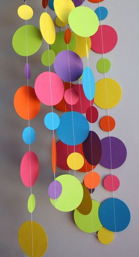 First Birthday Decor, Decorations Birthday Party, Circle Paper, Garland Birthday, Halloween Fest, Garland Nursery, Rainbow Paper, Class Decoration, Birthday Party Decor