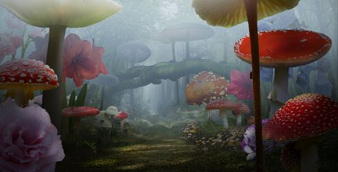 Into Wonderland, Wei Er Lim on ArtStation at https://www.artstation.com/artwork/GvL11 Magical Mushroom Forest, Alice In Wonderland Background, Magical Mushroom, Alice In Wonderland Aesthetic, Mushroom Forest, Alice Madness, Alice In Wonderland Theme, Alice In Wonderland Tea Party, Sketches Tutorial