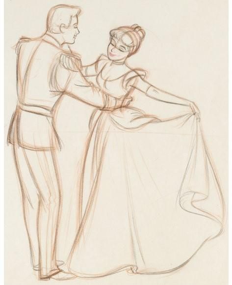 sketch by walt disney - Google Search Ball Dance Drawing, Cinderella Dancing With Prince, Prince Sketch, Cinderella Dancing, Dancing Animation, Cinderella Drawing, Dance Drawing, Cinderella And Prince, Cinderella 1950