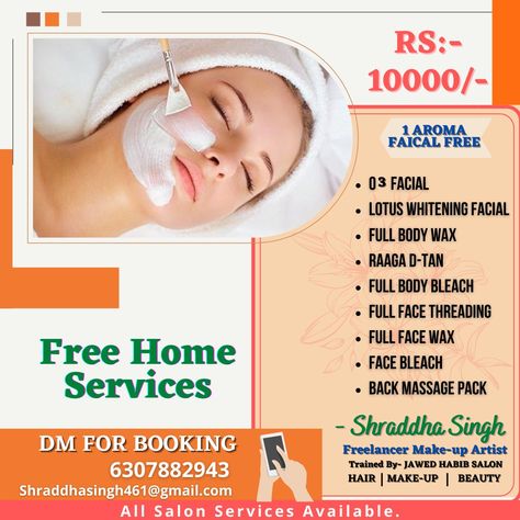 Beauty Parlour Card Design, Freelance Makeup Artist Business, Full Face Threading, Full Face Waxing, Offer Poster, Body Bleaching, Full Body Wax, Beauty Poster, Face Wax