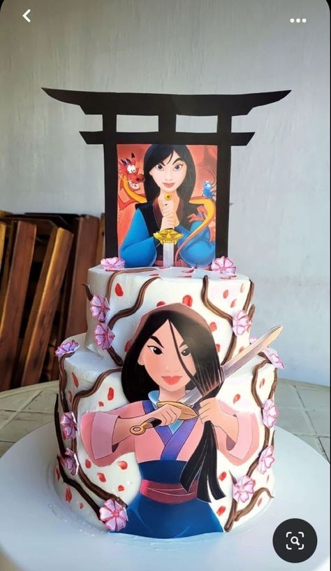 Mulan Cakes Birthday, Mulan Birthday Party Ideas Disney, Mulan Cake Birthday, Mulan Theme Party, Mulan Birthday Decoration, Mulan Themed Birthday Party, Mulan Birthday Party Ideas, Mulan Party Decorations, Mulan Party Ideas